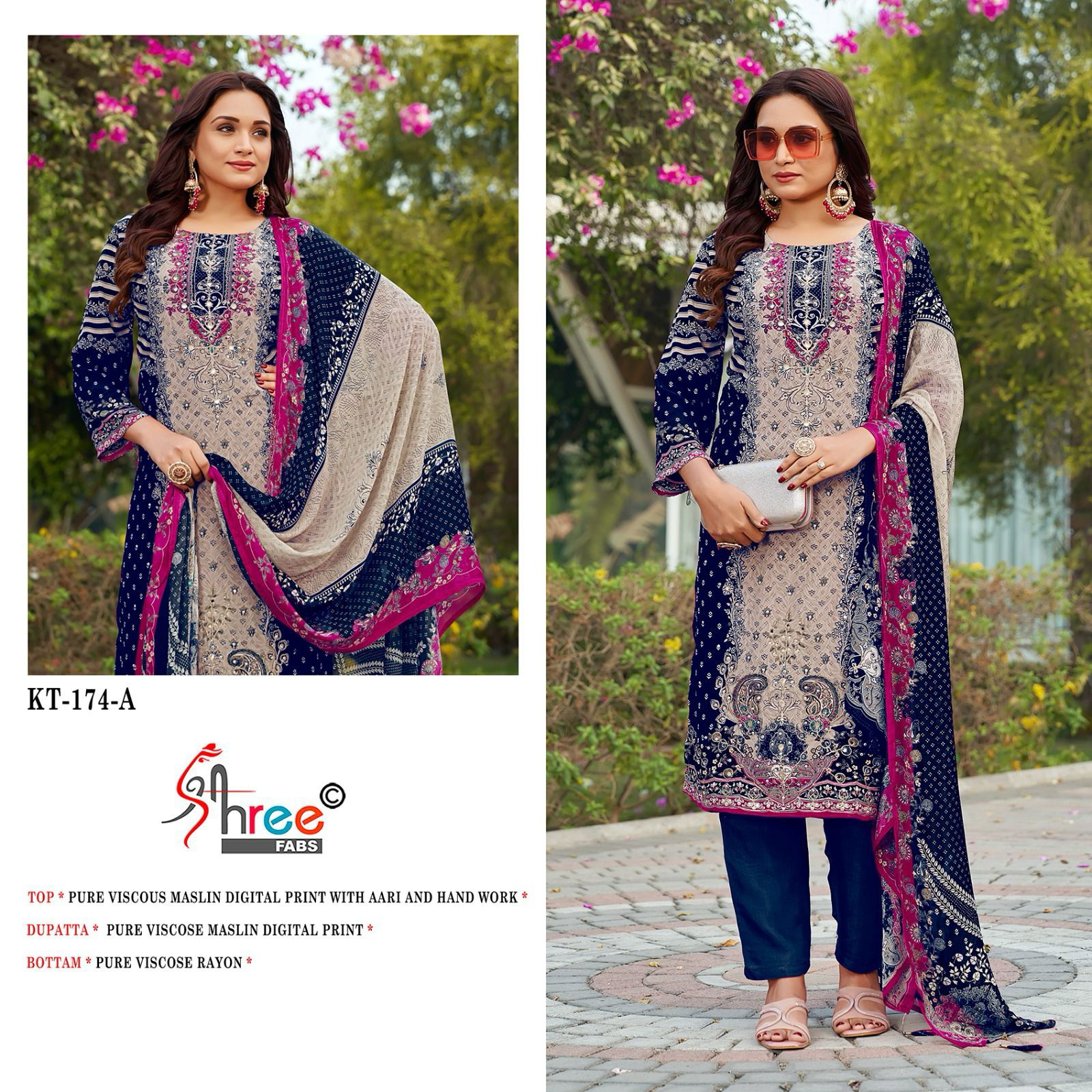 Kt 174 By Shree Fabs Viscose Printed Designer Salwar Suits Wholesale In India